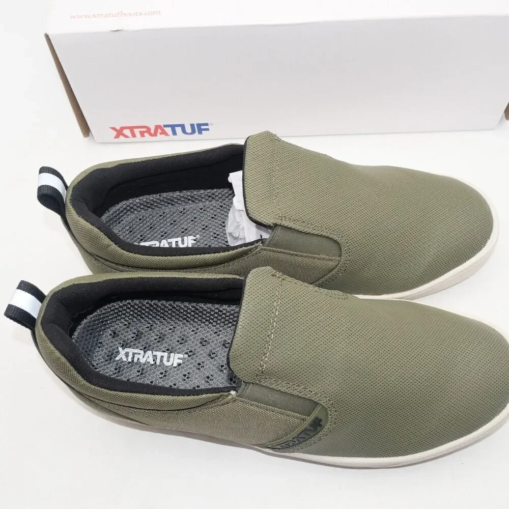 NEW Xtratuff Men's 8.5 Topwater Slip On Deck Shoes Green Slip Resistant